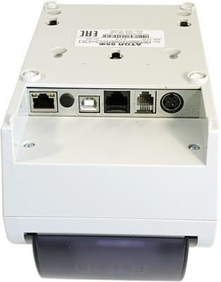 Порты АТОЛ 55Ф: LAN, заглушка для антенны GSM, USB-B, COM, RJ-11, порт питания